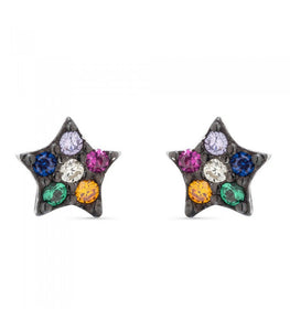 Pendientes de estrella con circonitas multicolor